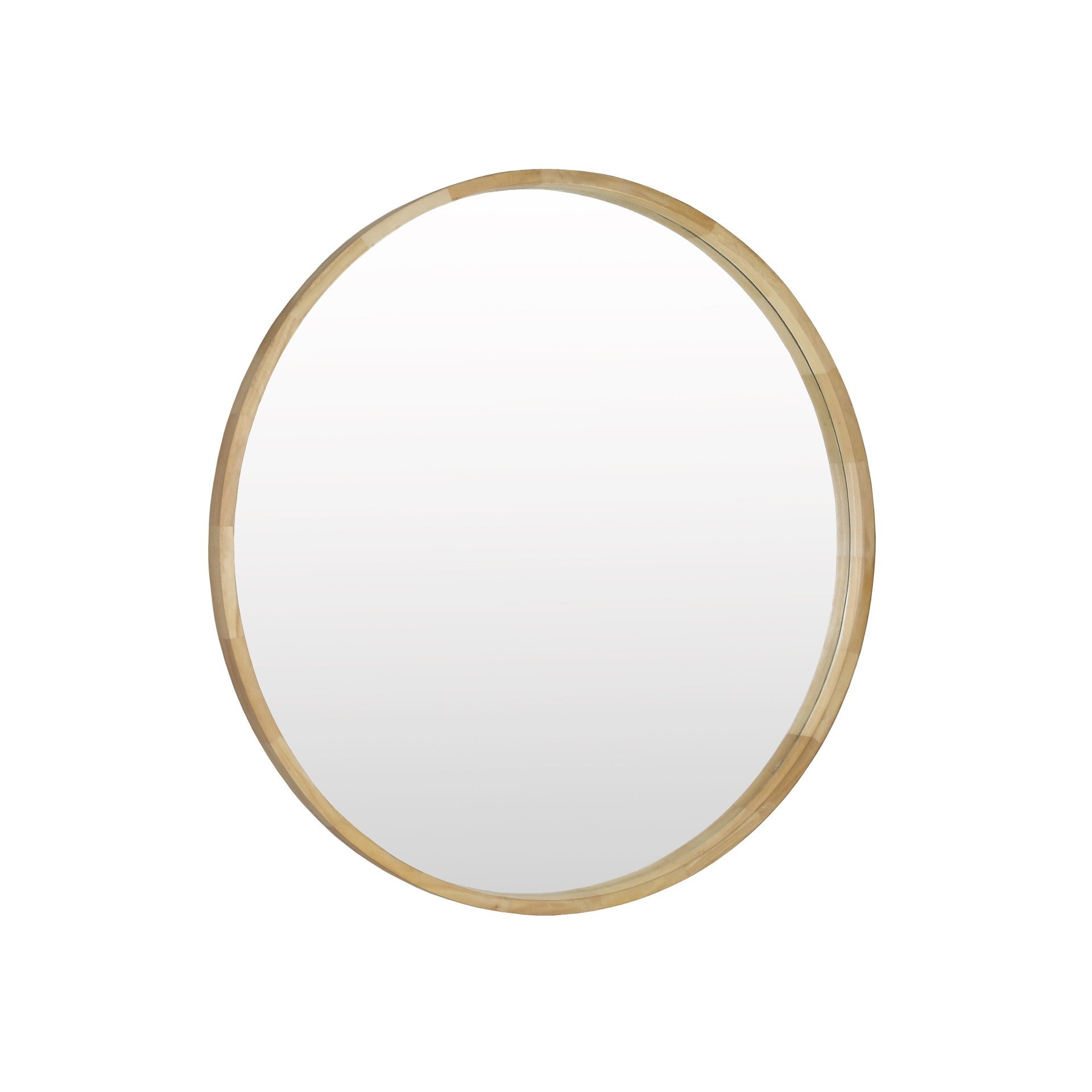 Echo Round Wooden Framed Wall Mirror 95cm - Light Wood