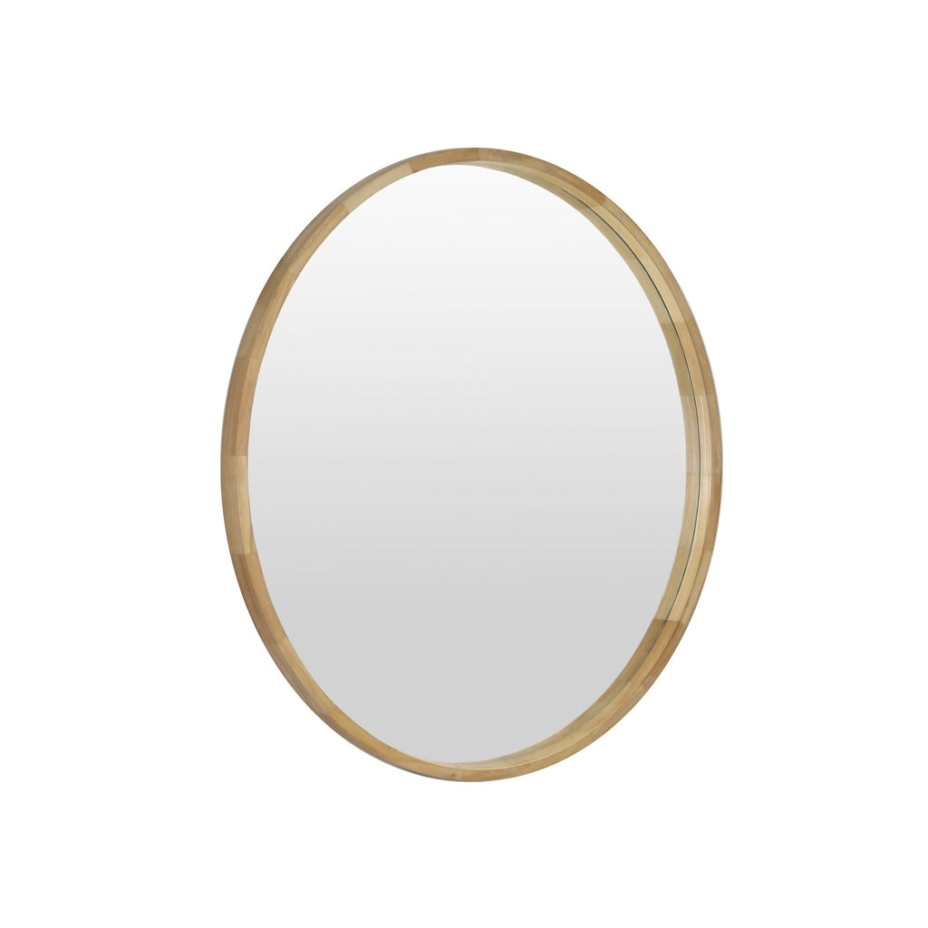 Echo Round Wooden Framed Wall Mirror 95cm - Light Wood