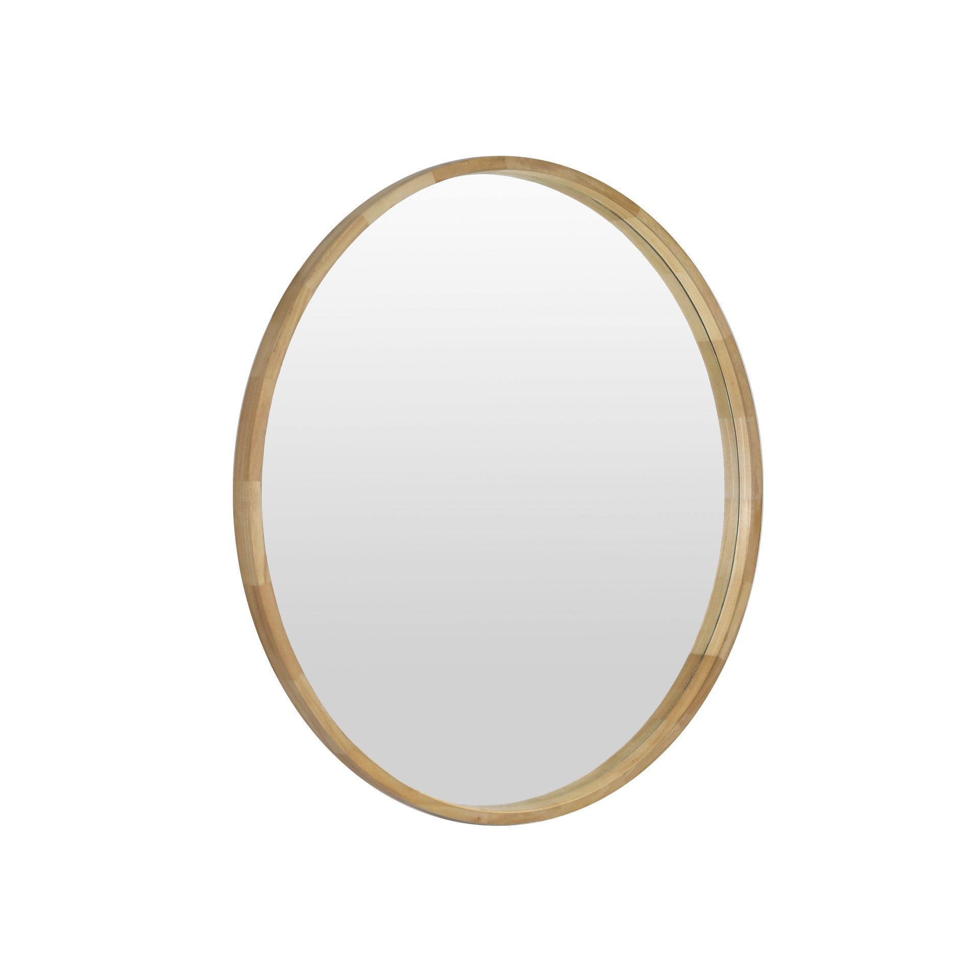 Echo Round Wooden Framed Wall Mirror 95cm - Light Wood