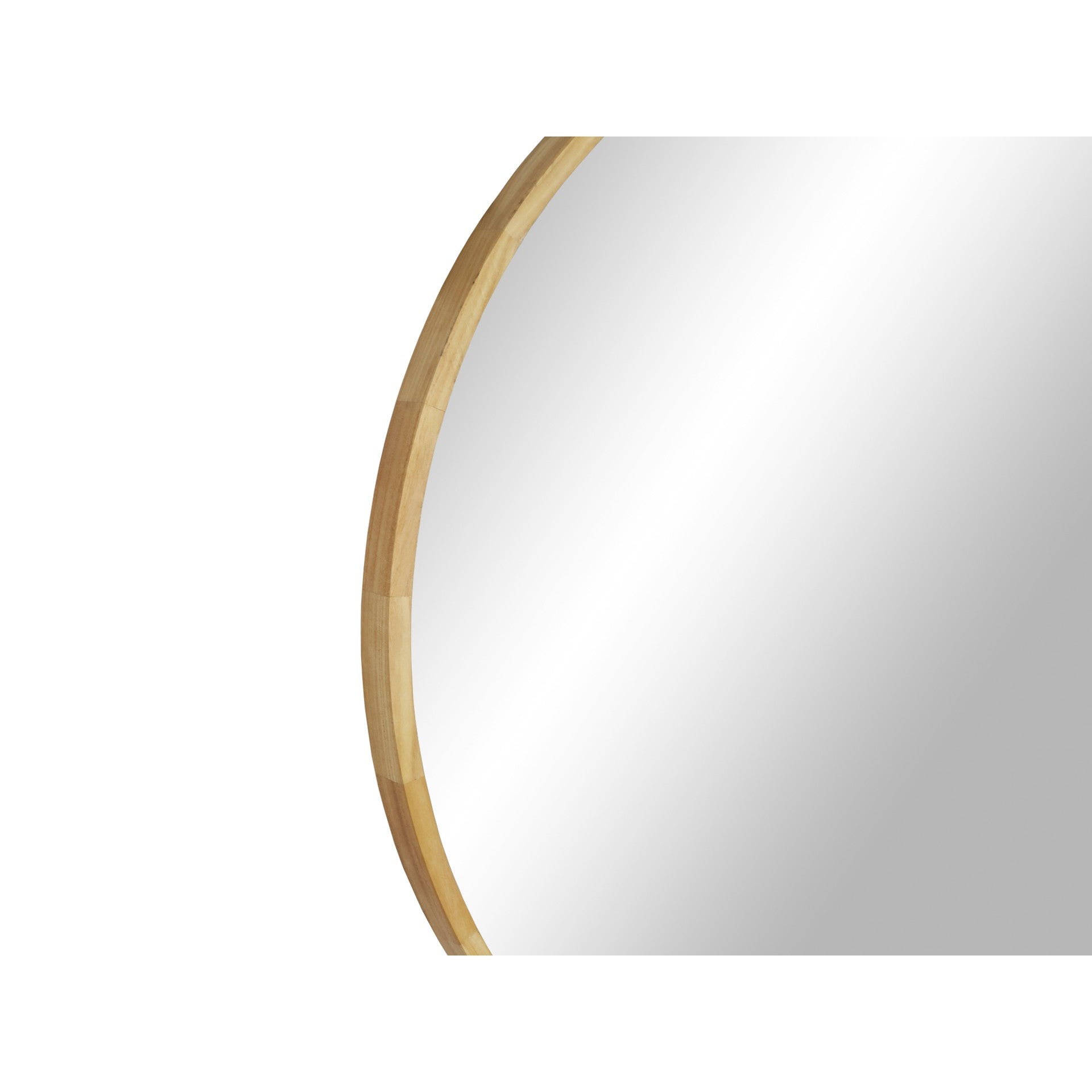 Echo Round Wooden Framed Wall Mirror 95cm - Light Wood