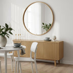 Echo Round Wooden Framed Wall Mirror 120cm - Light Wood