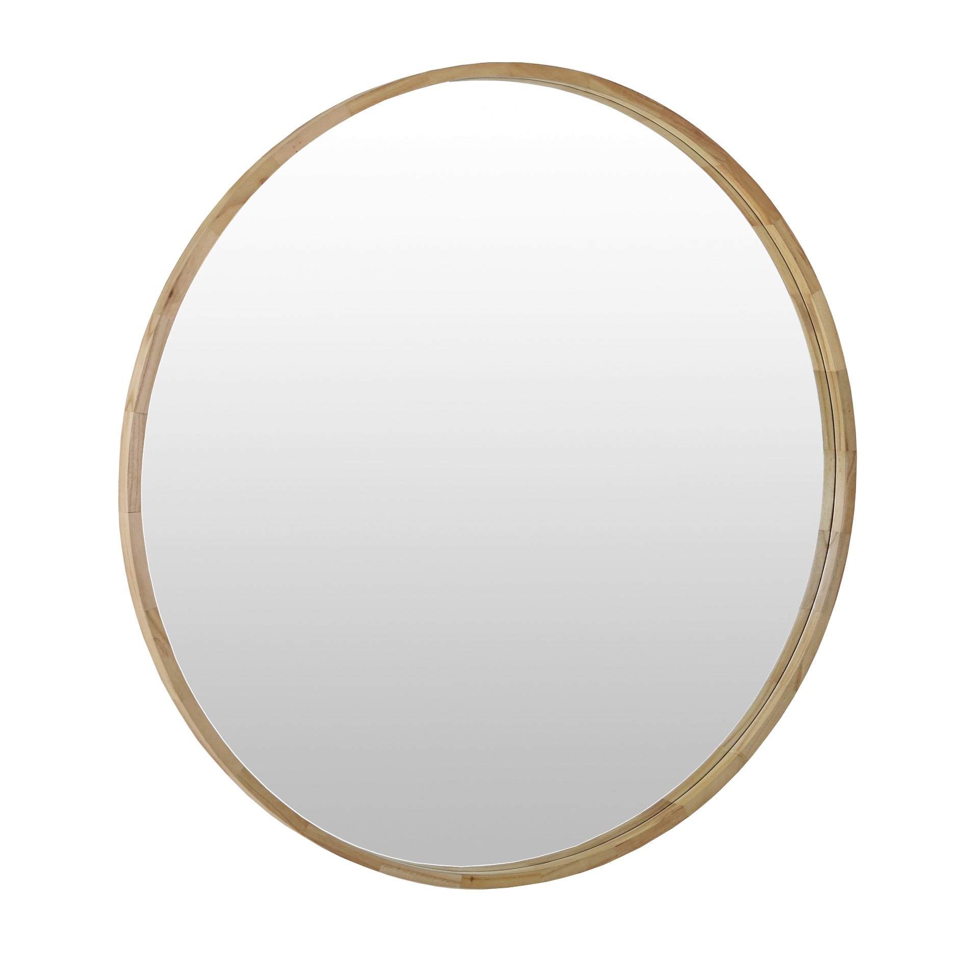 Echo Round Wooden Framed Wall Mirror 120cm - Light Wood