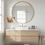 Echo Round Wooden Framed Wall Mirror 120cm - Light Wood