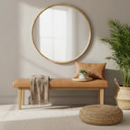 Echo Round Wooden Framed Wall Mirror 120cm - Light Wood