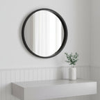 Echo Round Wooden Framed Wall Mirror 60cm - Black