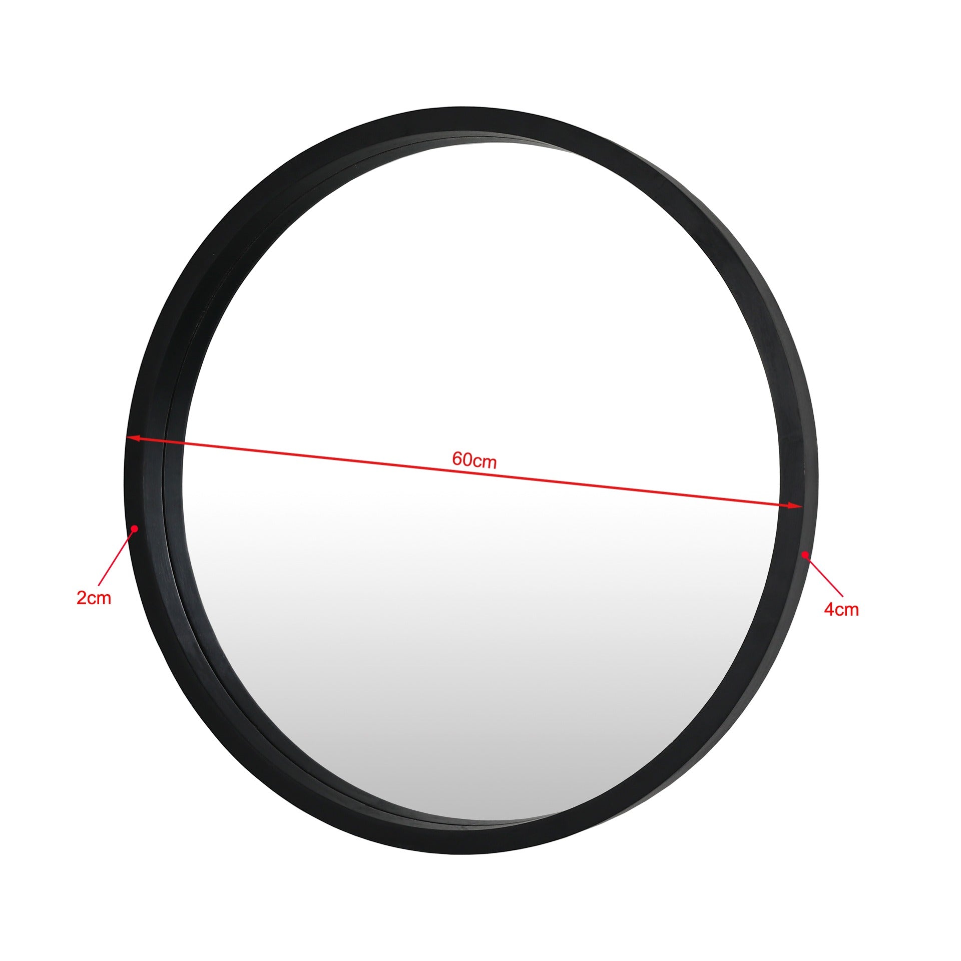 Echo Round Wooden Framed Wall Mirror 60cm - Black