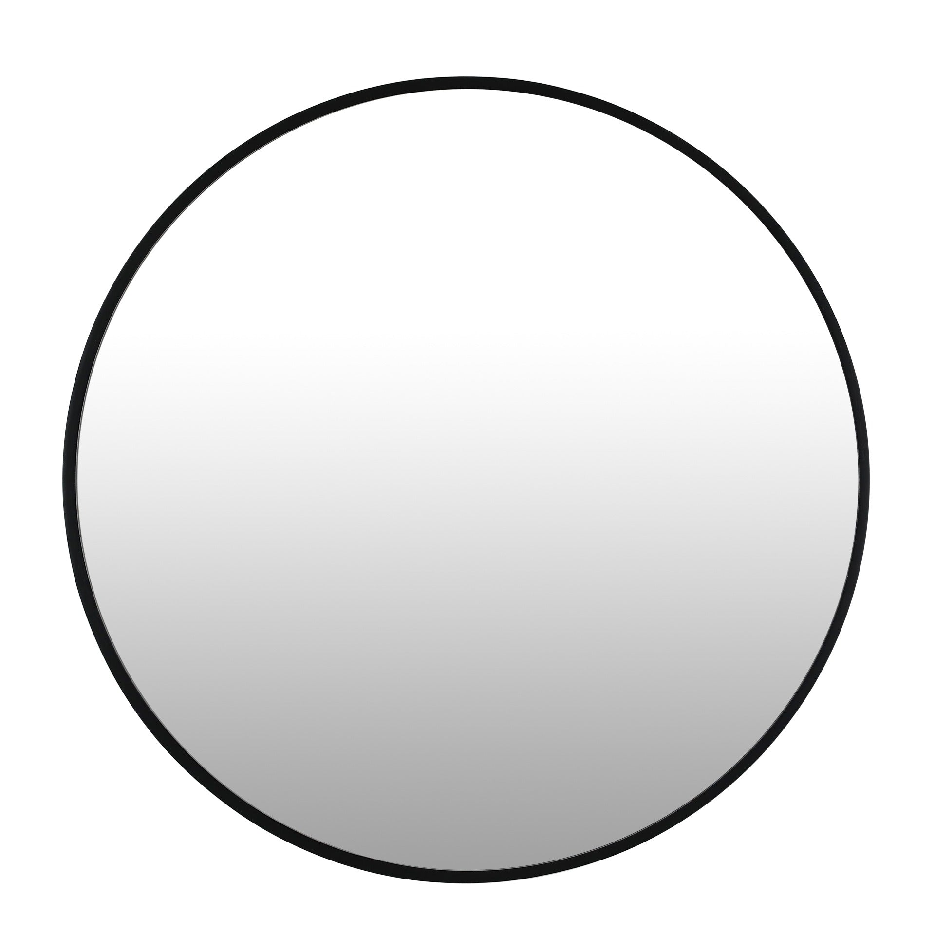 Noir Round Wooden Wall Mirror 50cm - Black