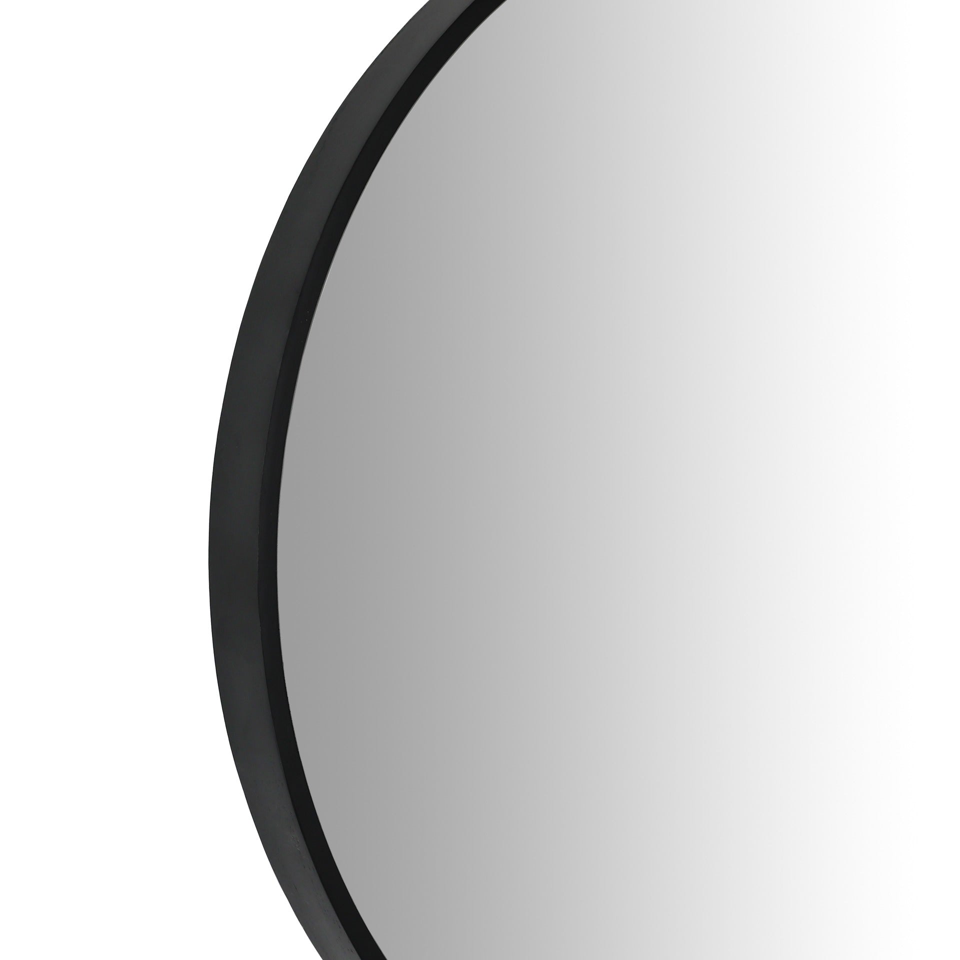 Noir Round Wooden Wall Mirror 50cm - Black