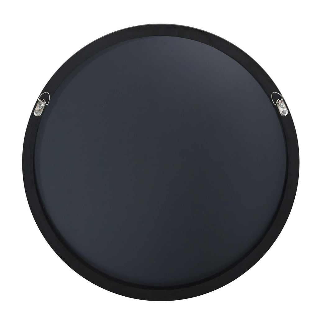 Noir Round Wooden Wall Mirror 50cm - Black