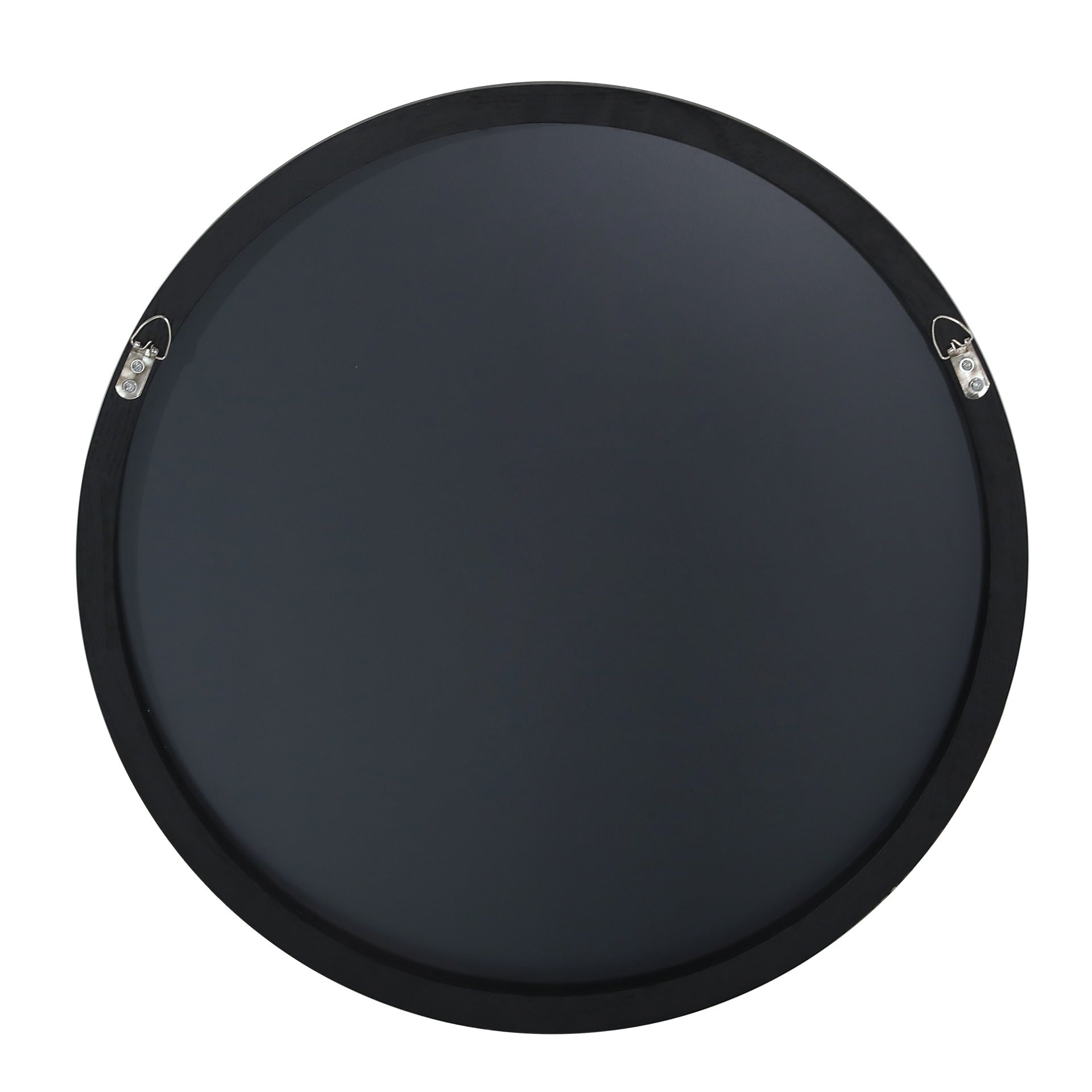 Noir Round Wooden Wall Mirror 50cm - Black
