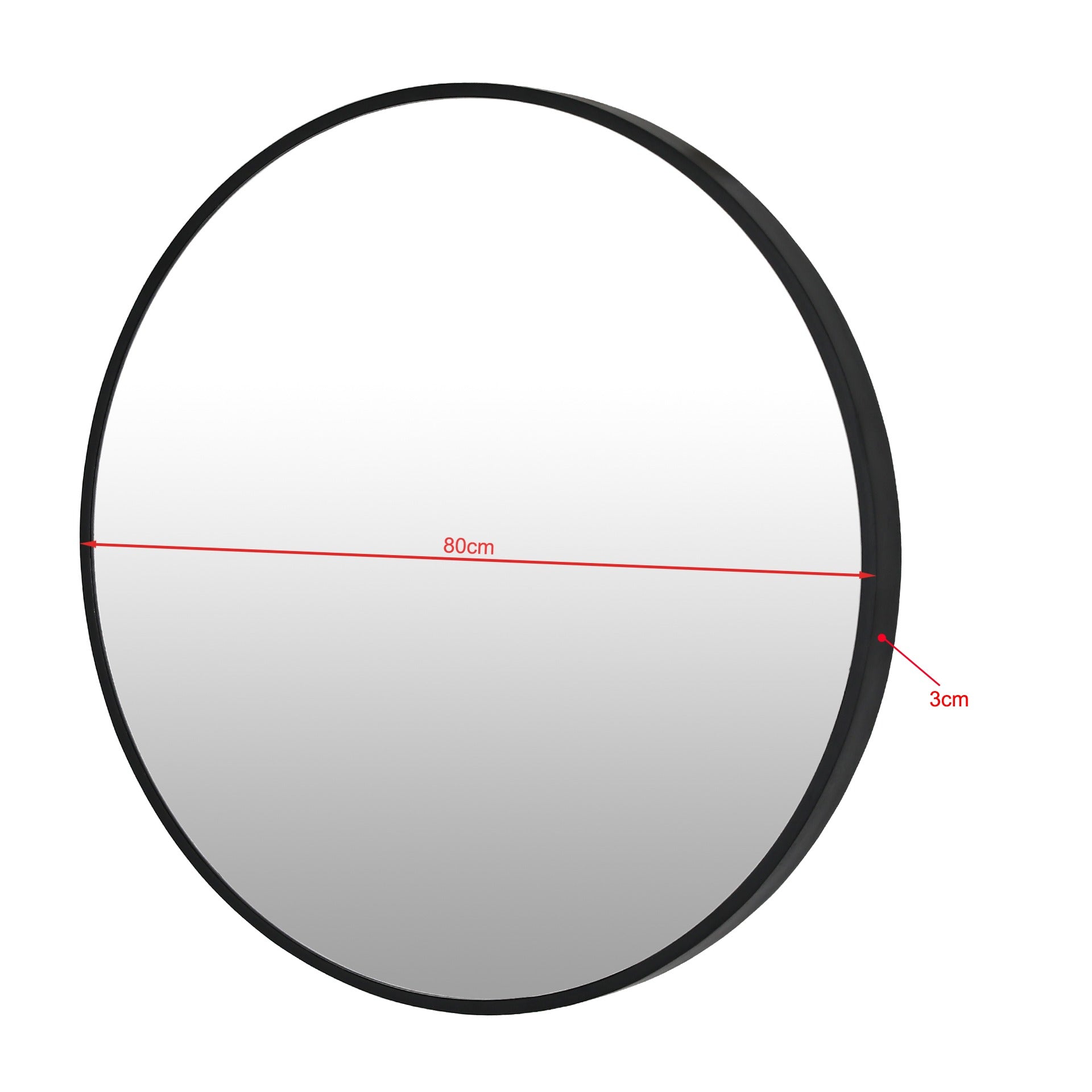 Noir Round Wooden Wall Mirror 50cm - Black