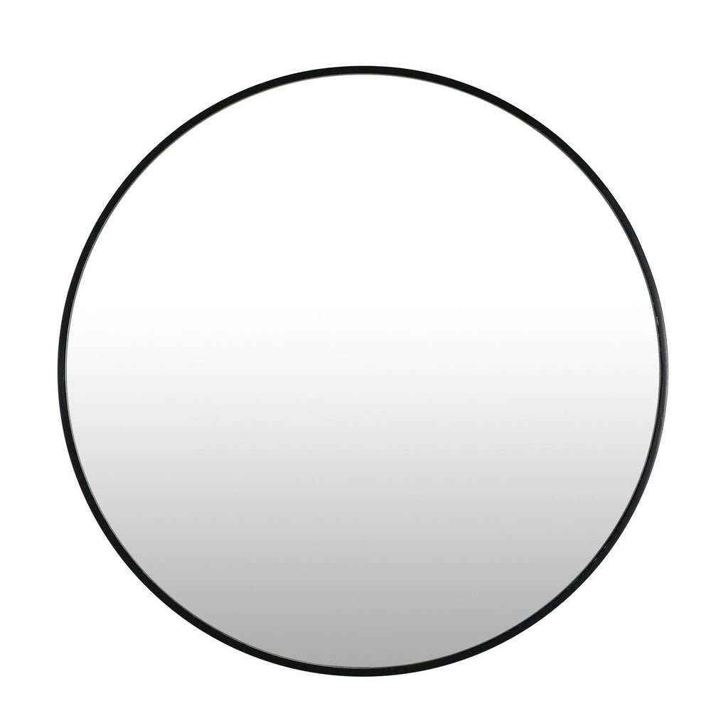 Noir Round Wooden Wall Mirror 60cm - Black