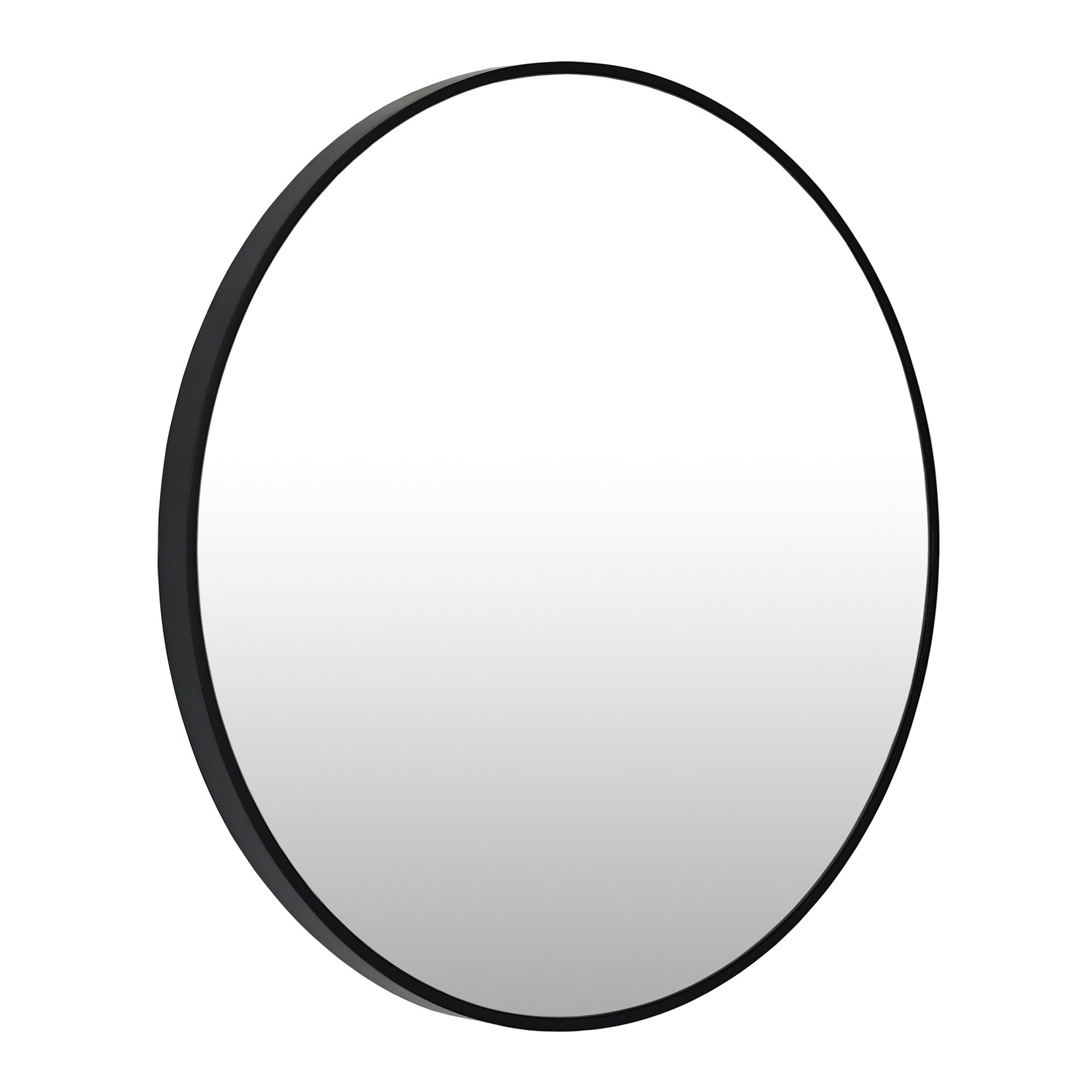 Noir Round Wooden Wall Mirror 60cm - Black