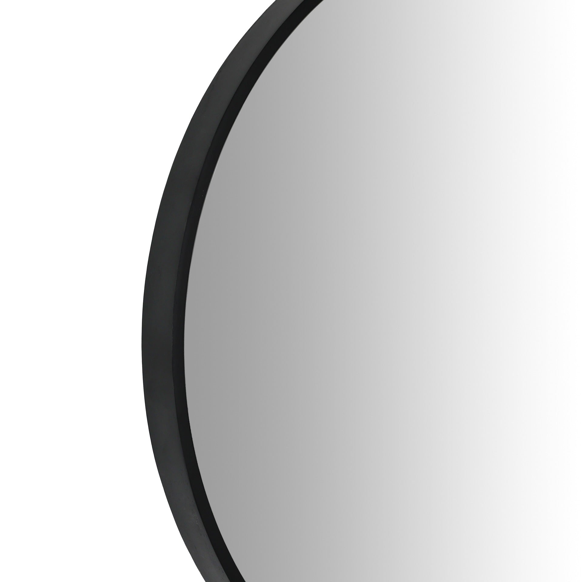 Noir Round Wooden Wall Mirror 60cm - Black
