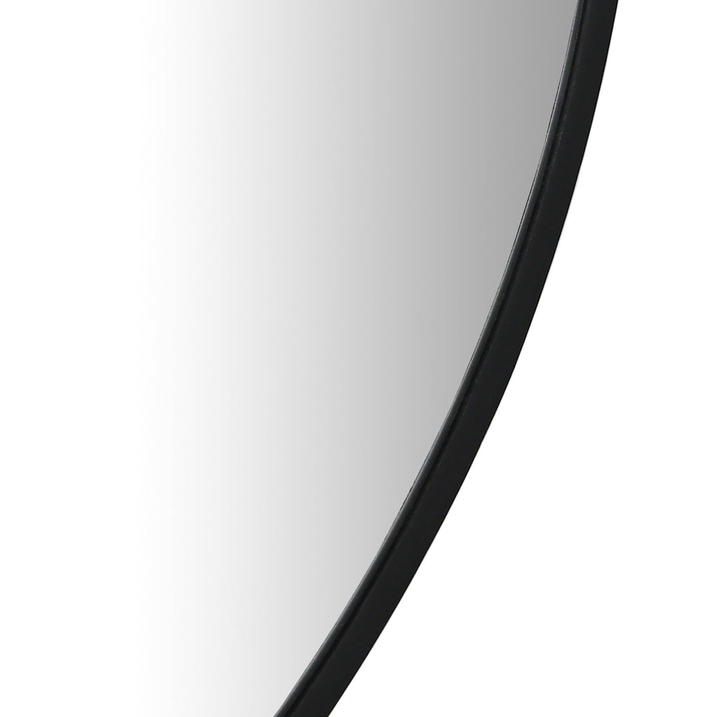 Noir Round Wooden Wall Mirror 60cm - Black