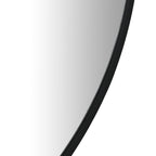 Noir Round Wooden Wall Mirror 60cm - Black