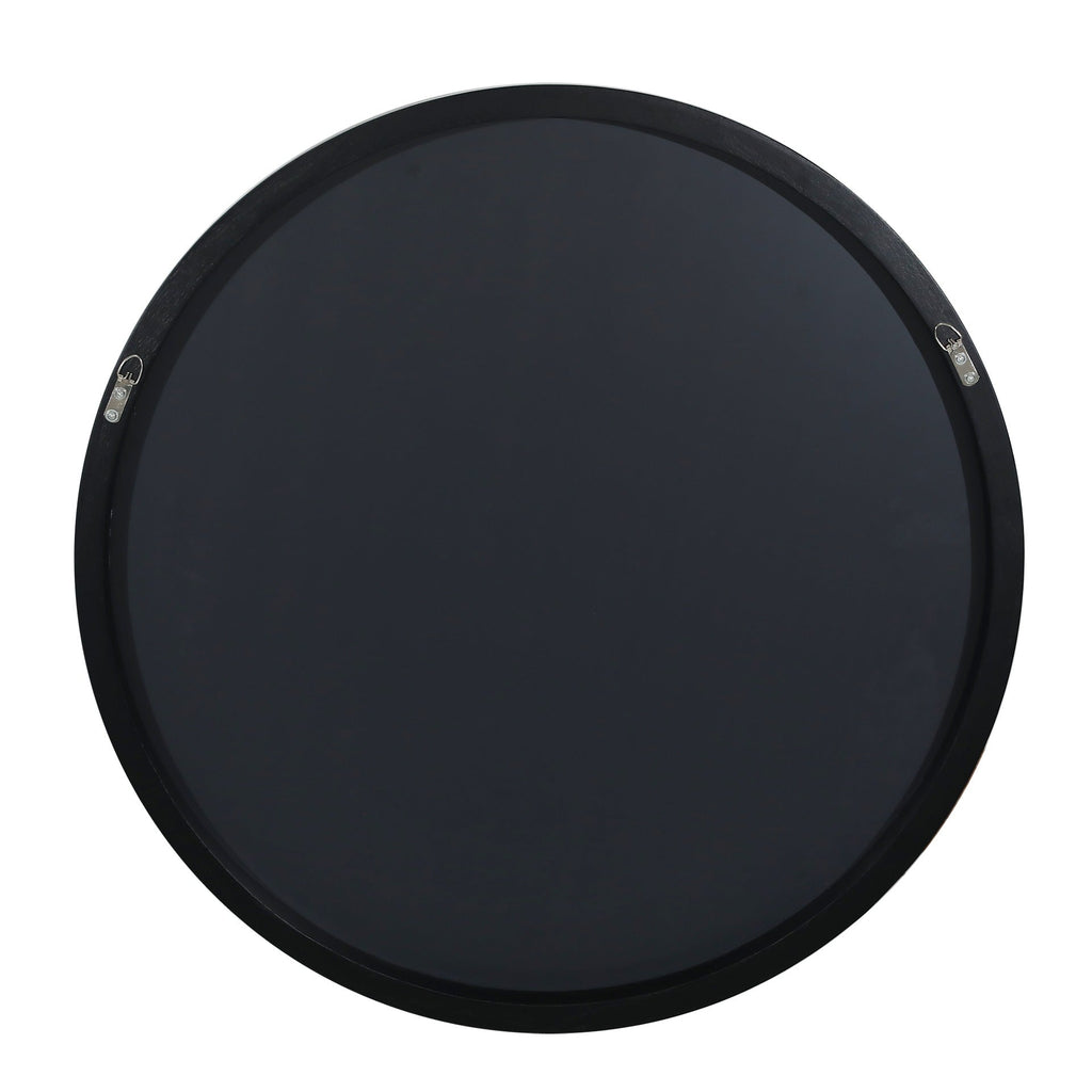 Noir Round Wooden Wall Mirror 60cm - Black