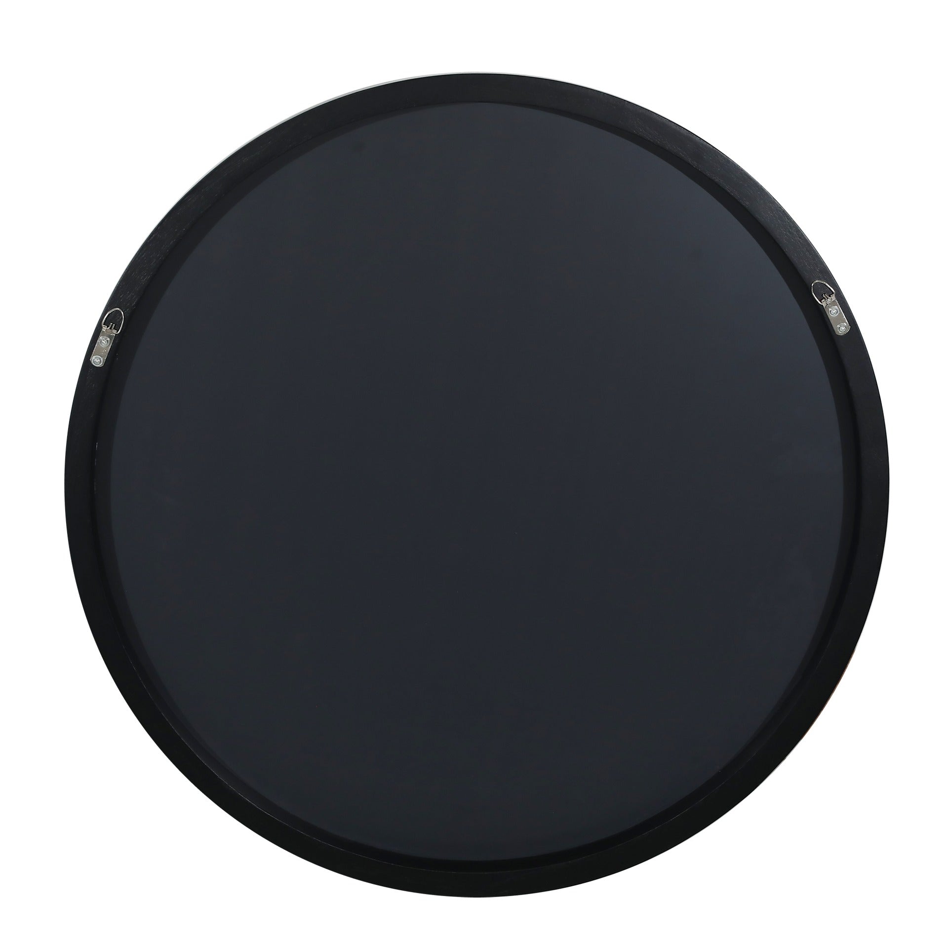 Noir Round Wooden Wall Mirror 60cm - Black