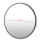 Noir Round Wooden Wall Mirror 60cm - Black