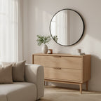 Noir Round Wooden Wall Mirror 70cm - Black