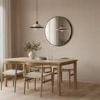 Noir Round Wooden Wall Mirror 70cm - Black