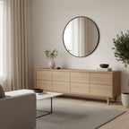 Noir Round Wooden Wall Mirror 80cm - Black