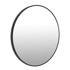 Noir Round Wooden Wall Mirror 80cm - Black
