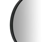 Noir Round Wooden Wall Mirror 90cm - Black