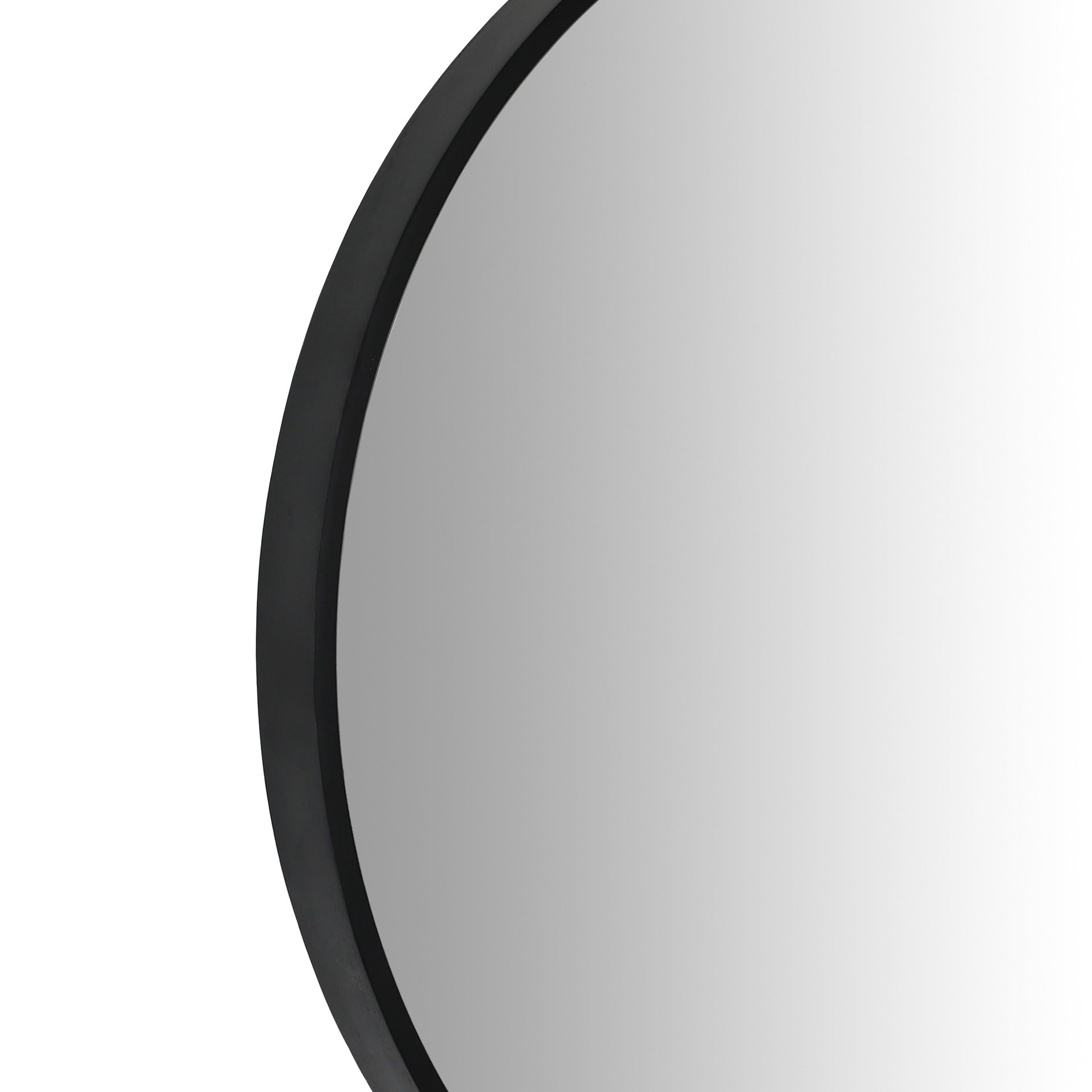 Noir Round Wooden Wall Mirror 90cm - Black