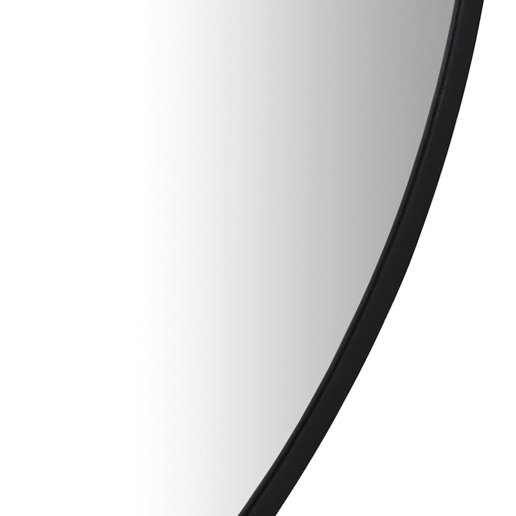 Noir Round Wooden Wall Mirror 90cm - Black