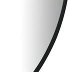 Noir Round Wooden Wall Mirror 90cm - Black