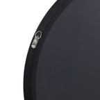 Noir Round Wooden Wall Mirror 90cm - Black