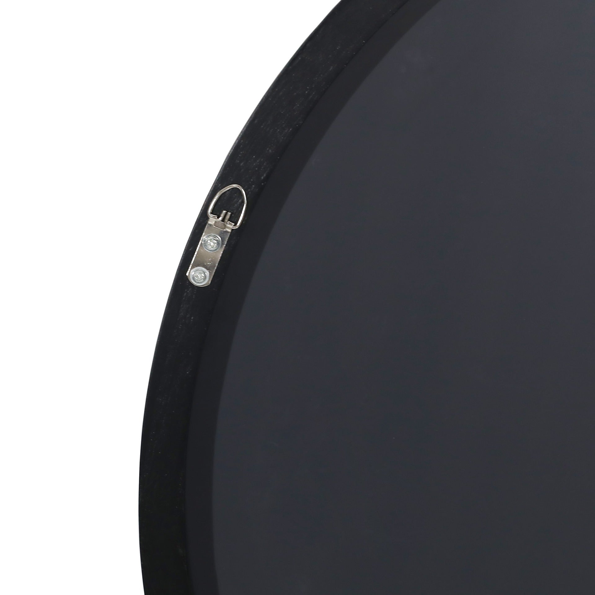 Noir Round Wooden Wall Mirror 90cm - Black