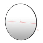 Noir Round Wooden Wall Mirror 90cm - Black