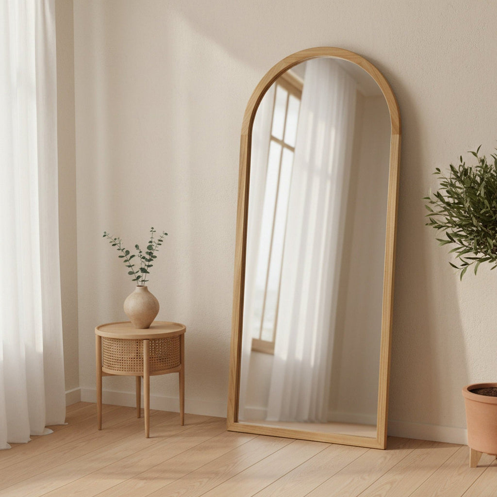 Halo Arched Full Length Mirror 180cm - Light Wood