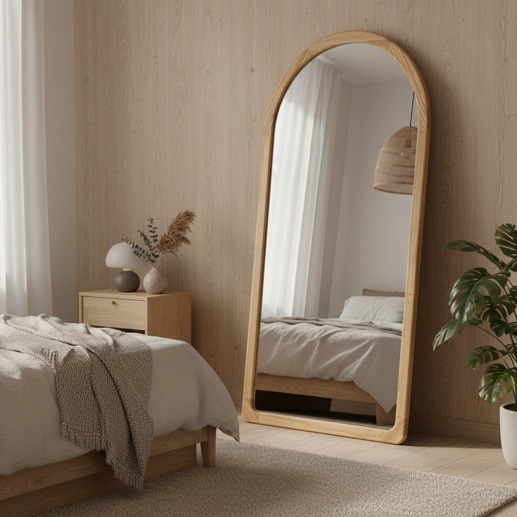 Eden Arched Full Length Mirror 190cm - Light Wood