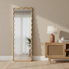 Ripple Wavy Wooden Full Length Mirror 160cm - Light Wood