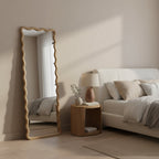 Ripple Wavy Wooden Full Length Mirror 160cm - Light Wood