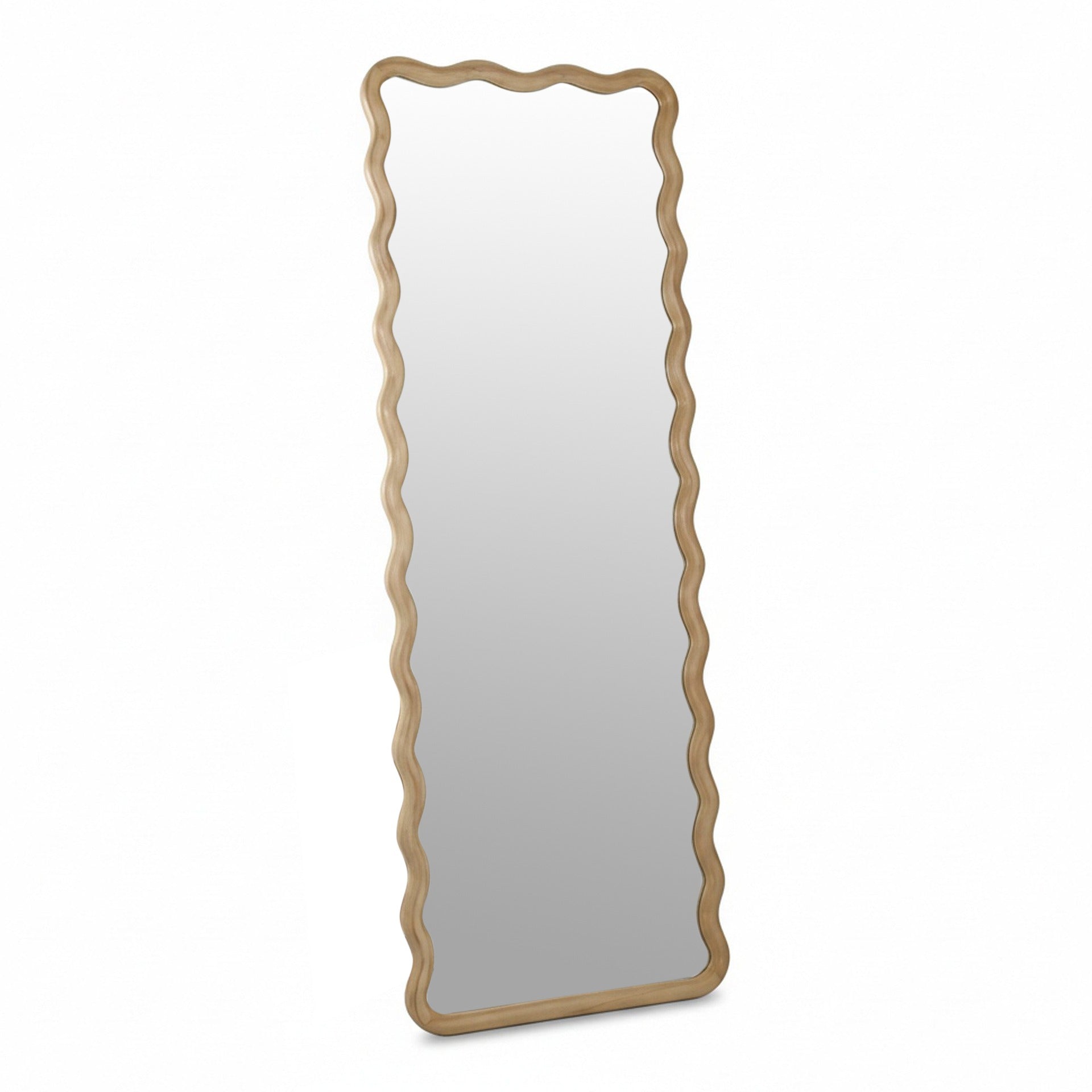 Ripple Wavy Wooden Full Length Mirror 160cm - Light Wood