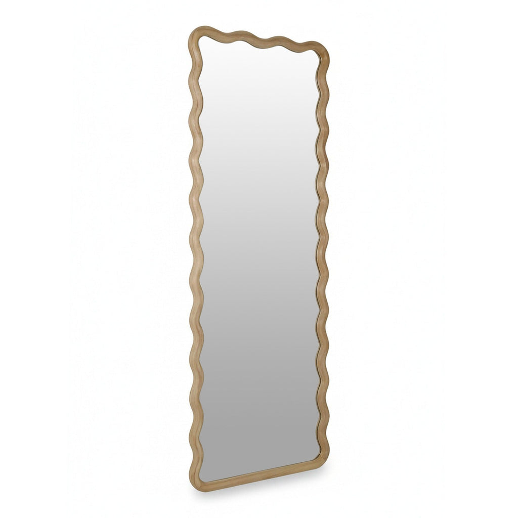 Ripple Wavy Wooden Full Length Mirror 160cm - Light Wood