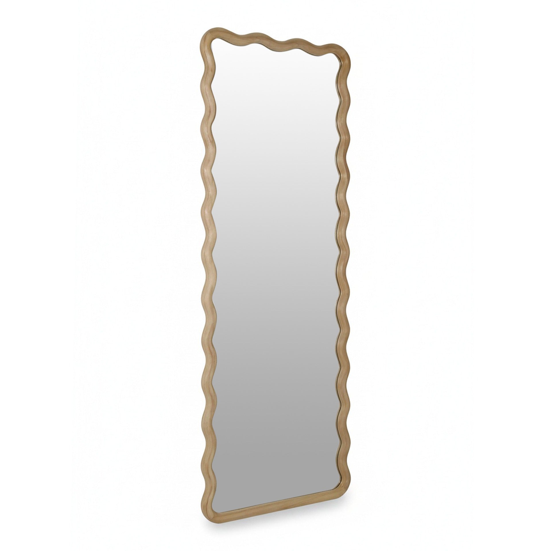 Ripple Wavy Wooden Full Length Mirror 160cm - Light Wood