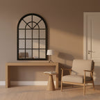 Lattice Arched Wooden Mirror 120cm - Black