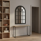 Lattice Arched Wooden Mirror 120cm - Black