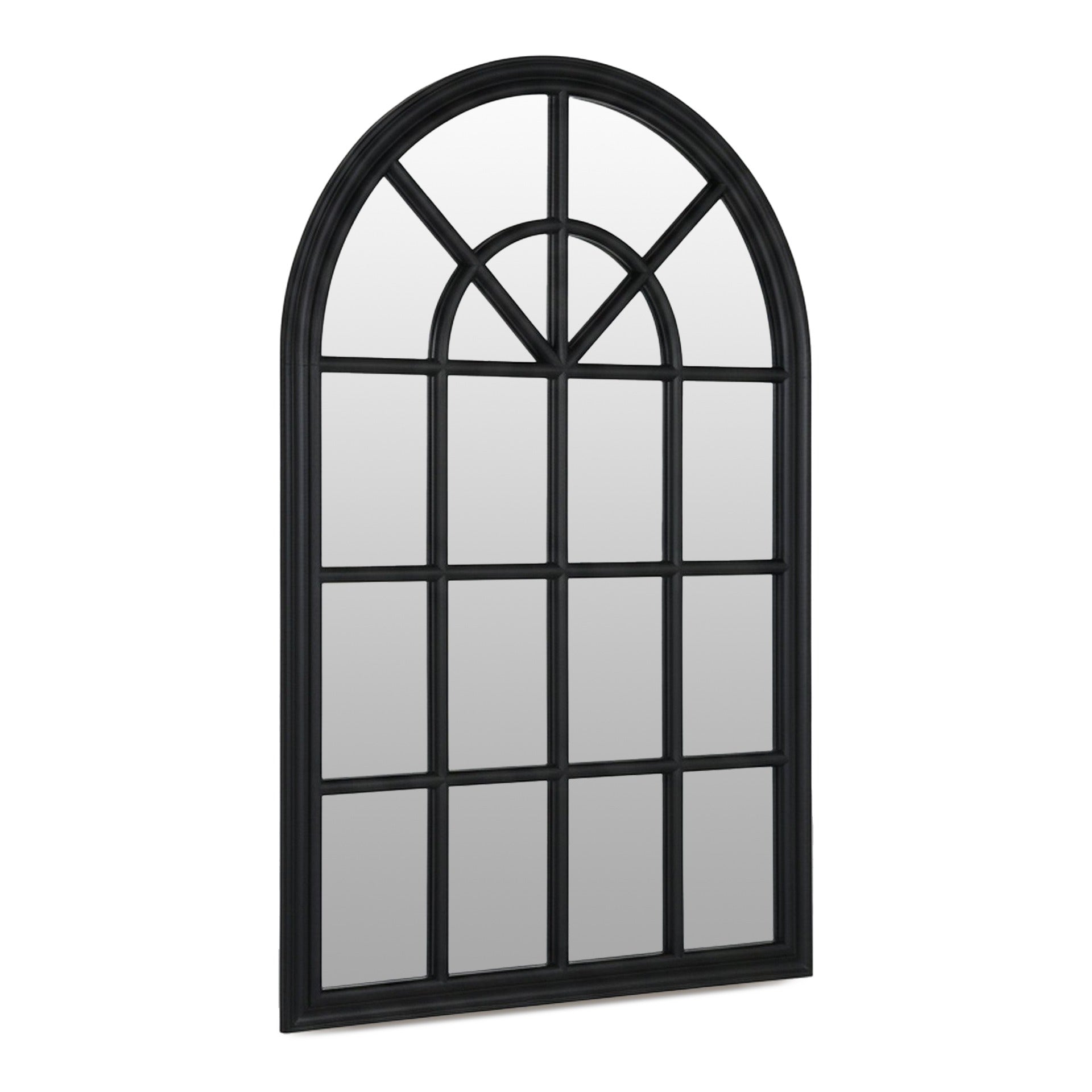 Lattice Arched Wooden Mirror 120cm - Black