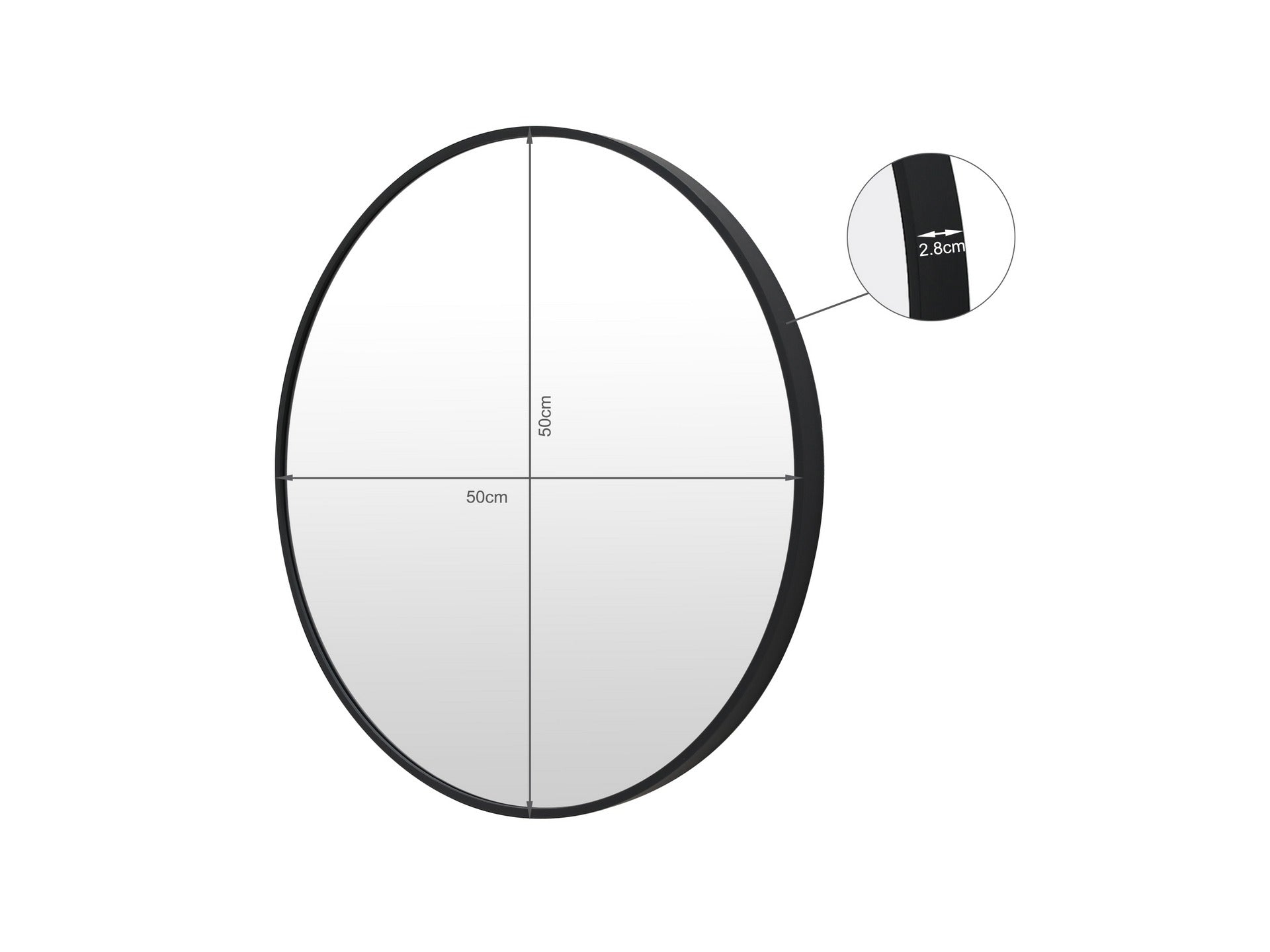 Nova Round Metal Framed Wall Mirror 50cm - Black