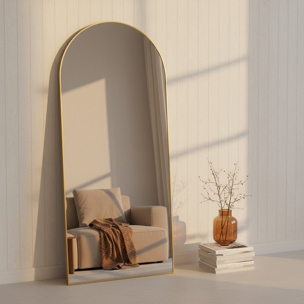 Archie Metal Arched Full Length Mirror - Gold