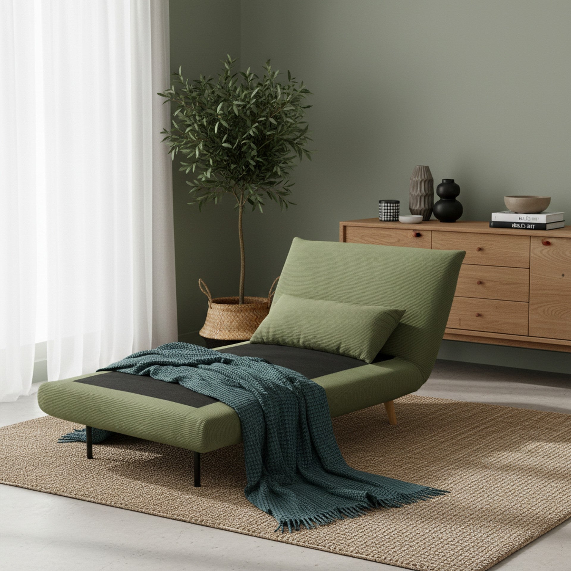 Hastings 1 Seater Fold-Out Sofa Bed - Olive