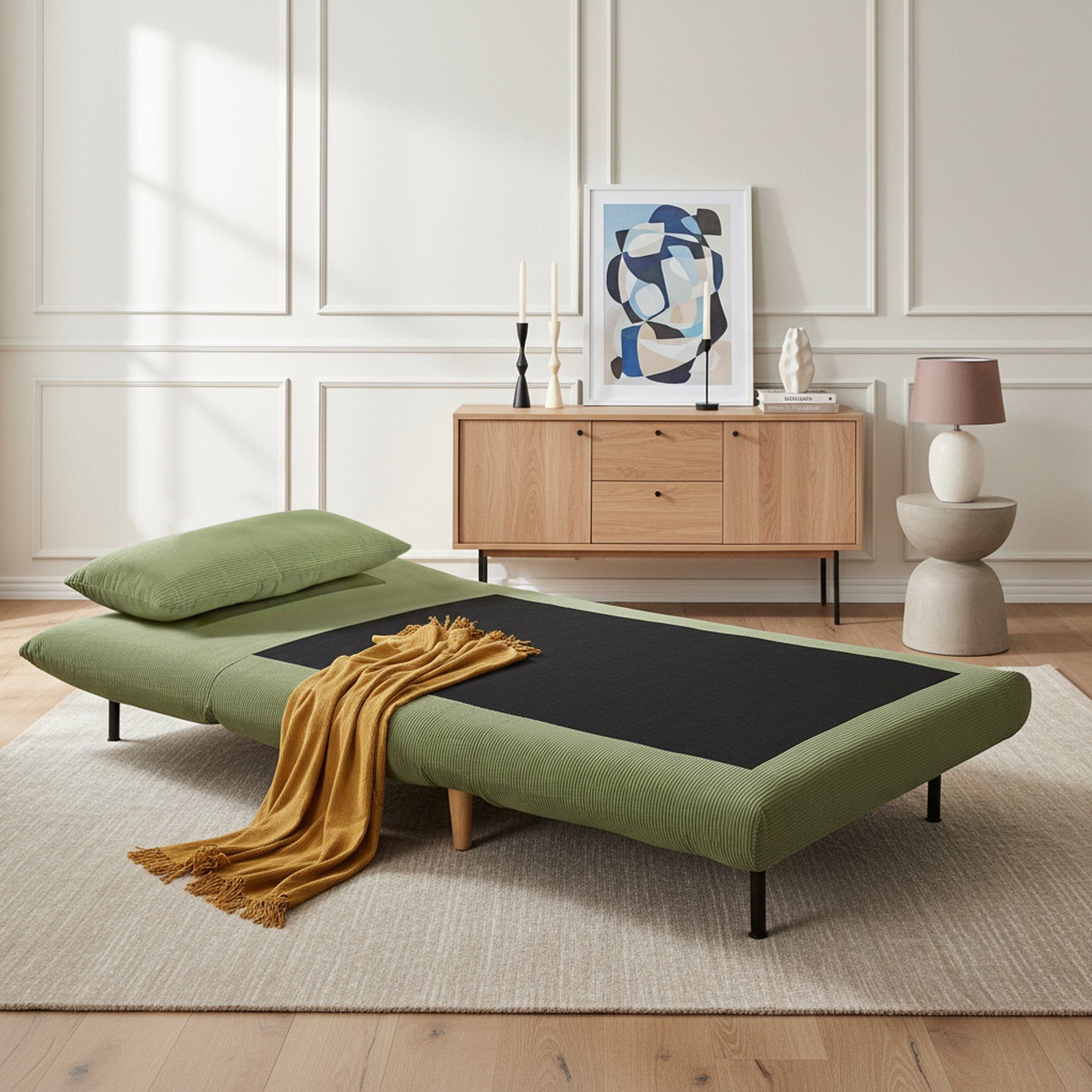 Hastings 1 Seater Fold-Out Sofa Bed - Olive