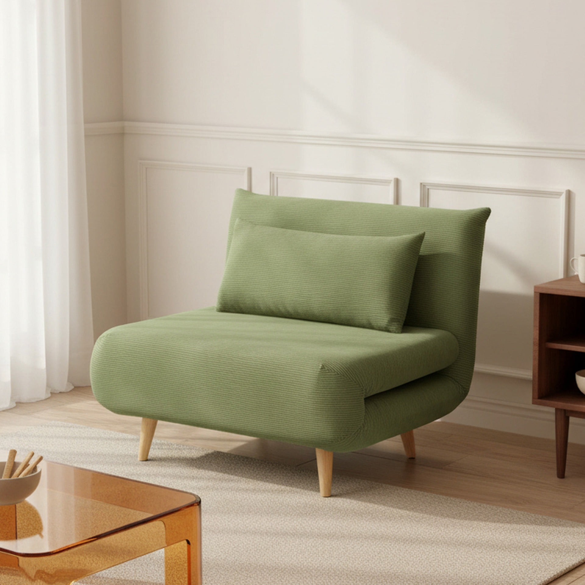 Hastings 1 Seater Fold-Out Sofa Bed - Olive