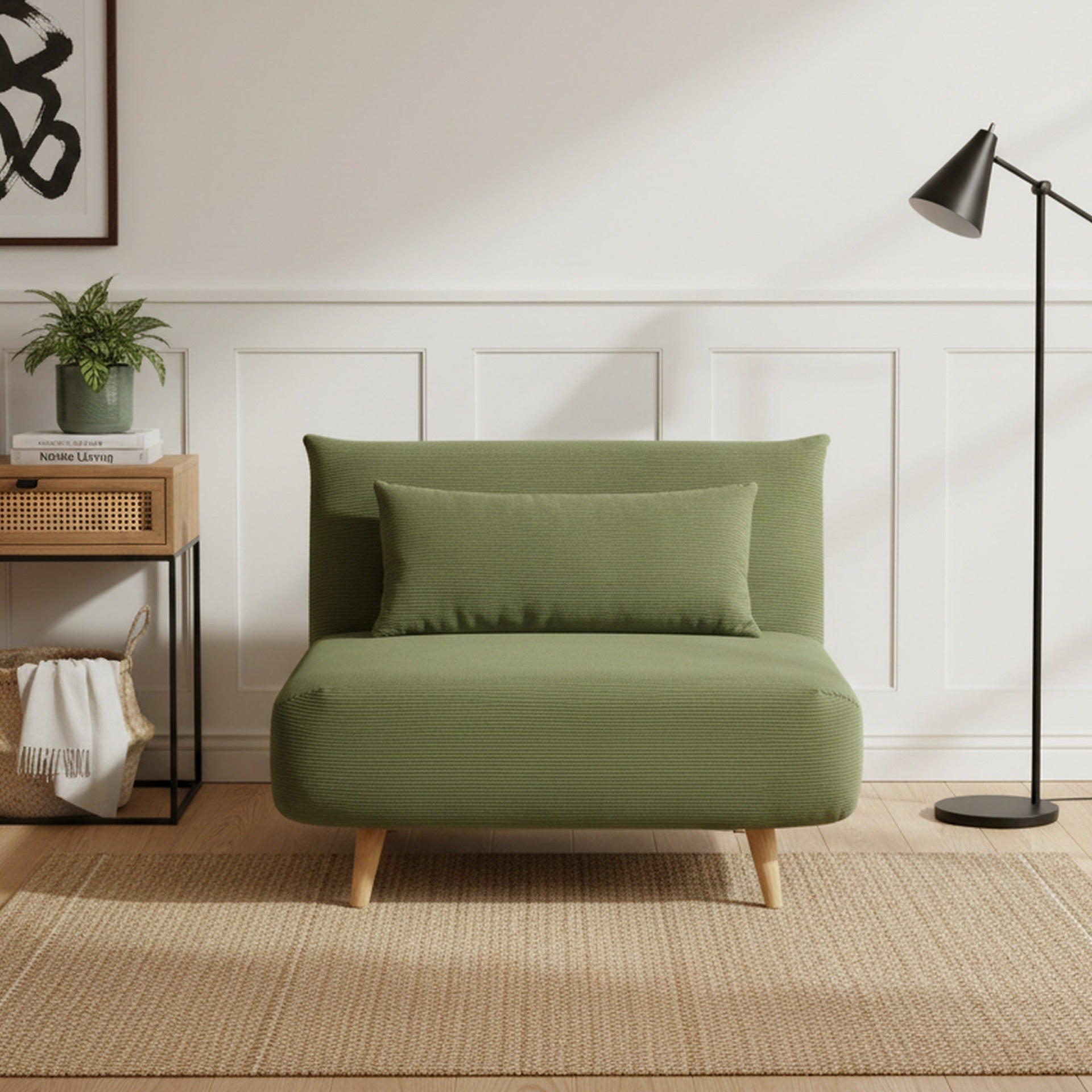 Hastings 1 Seater Fold-Out Sofa Bed - Olive